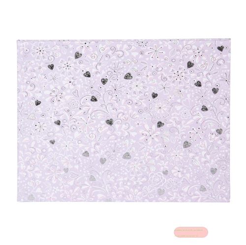 Bild von Gästebuch Querformat mit 100 Seiten weiss, 25x20cm, Finamente lilac Silberprägung