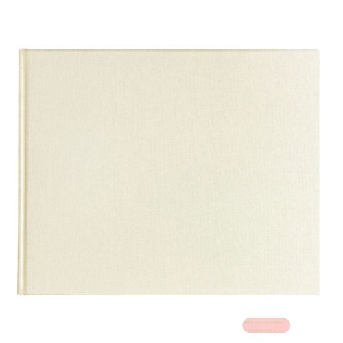 Bild von Gästebuch Querformat mit 100 Seiten weiss, 25x20cm, Leinen, Linum beige