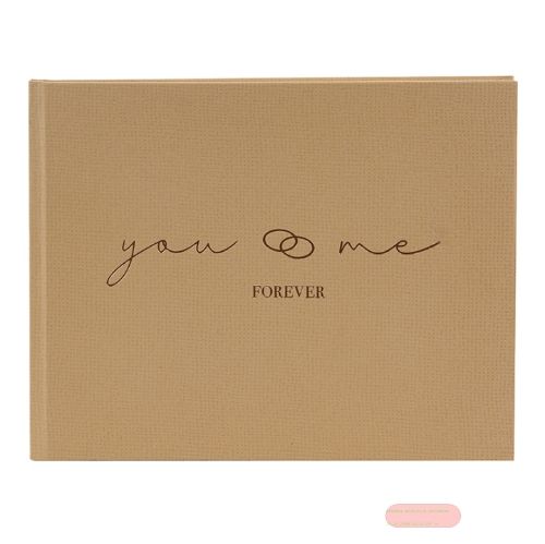Bild von Gästebuch Querformat mit 100 Seiten weiss, 25x20cm, Leinen, you & me for always braun