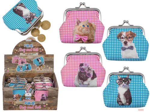 Bild von Geldbörse PVC cat an dog, ca.9x8cm, 4-fach ass., Display - VE 12