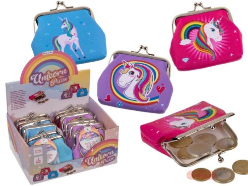 Bild von Geldbörse PVC Einhorn, ca.9x8cm, 3-farbig ass., Display - VE 12