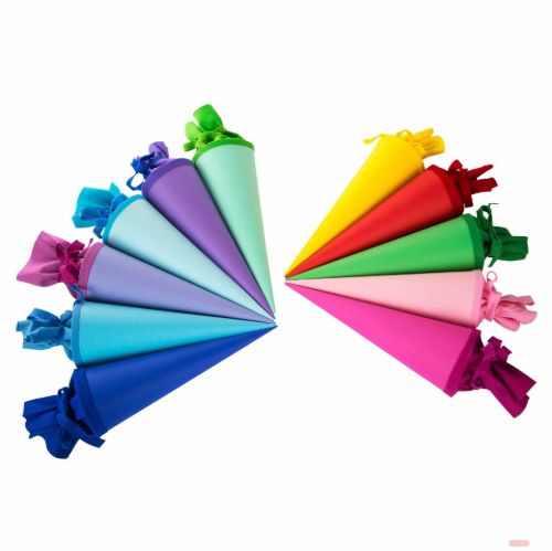 Bild von Geschenk/Basteltüte 35cm, 10-fach ass., mit Filzmanschette - VE 20