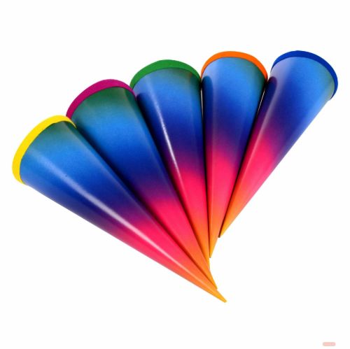 Bild von Geschenk/Basteltüte 35cm, Regenbogenfarben, mit Filzmanschette - VE 10