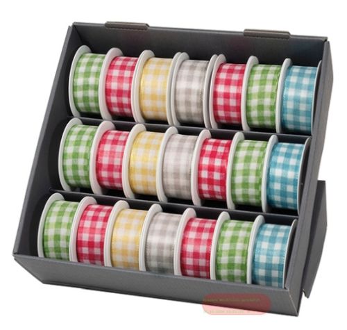 Bild von Geschenkband verschiedene Breiten/Längen/Farben, Vichy gemischt - VE 21