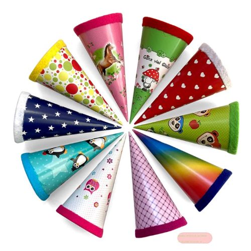 Bild von Geschenk/Schultüte 15cm Klassik mit Filzverschluss mehrfach sortiert - VE 20