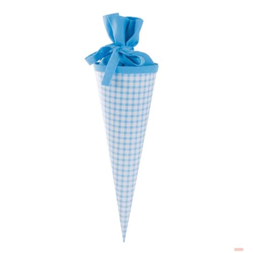 Bild von Geschenk/Schultüte 35cm Karo blau, Filzverschluss - VE 5