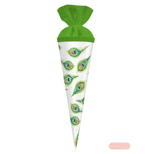 Bild von Geschenk/Schultüte 35cm mit Filzverschluss, Pfauenfeder - VE 5