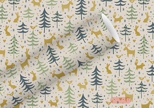 Bild von Geschenkpapier High Rollen 2m x 70cm, Forest Friends salbei-indigo - VE 5