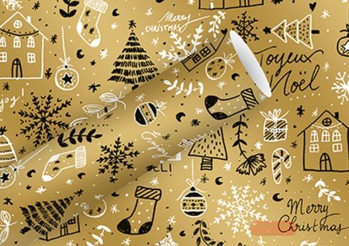Bild von Geschenkpapier High Rollen 2m x 70cm, Holiday gold Alu - VE 5
