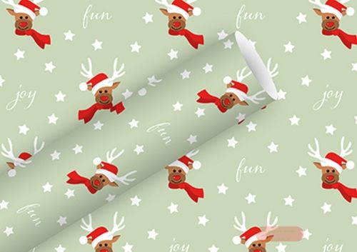 Bild von Geschenkpapier High Rollen 2m x 70cm, Little Rendeer mintgrün - VE 5