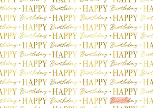 Bild von Geschenkpapier Rollen 1,5m x 70cm, Graphic Birthday gold-weiss - VE 5