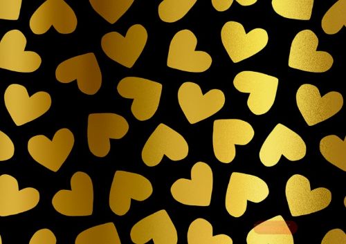Bild von Geschenkpapier Rollen 1,5m x 70cm, More Amor schwarz-gold - VE 5
