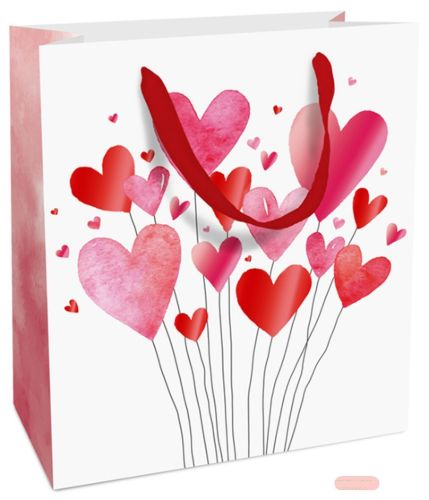 Bild von Geschenktasche laminiert matt, 18x21x8cm, Lovely Hearts - VE 8