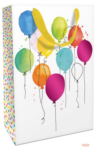 Bild von Geschenktasche laminiert matt, 25x33x11cm, Balloon Party - VE 8