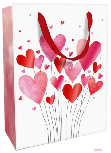 Bild von Geschenktasche laminiert matt, 25x33x11cm, Lovely Hearts - VE 8
