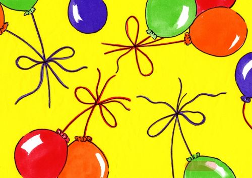 Bild von Geschenkpapier Rollen 2m x 70cm, Luftballons gelb - VE 5