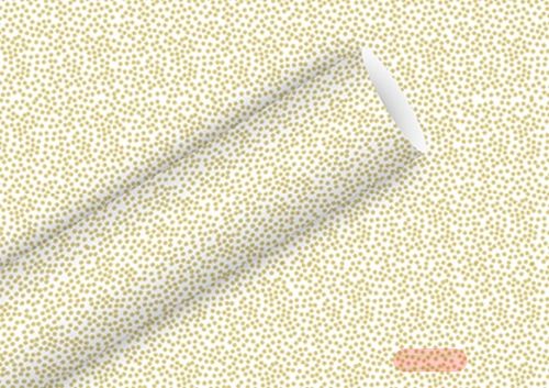 Bild von Geschenkpapier Rollen 2m x 70cm, Minidots weiss/gold - VE 5