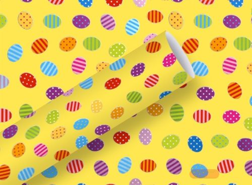 Bild von Geschenkpapier Rollen 2m x 70cm, Ostereier gelb - VE 5