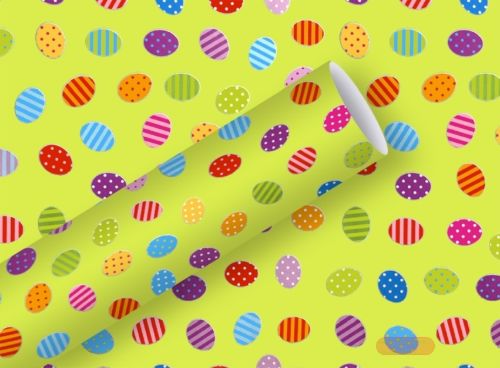 Bild von Geschenkpapier Rollen 2m x 70cm, Ostereier grün - VE 5