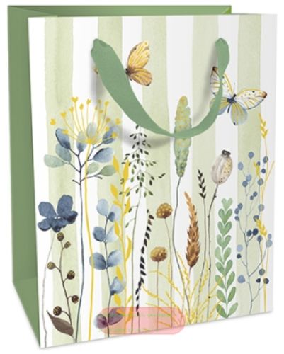 Bild von Geschenktasche matt, 12x15x6cm, Flower and Stripes - VE 8