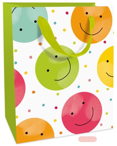 Bild von Geschenktasche matt, 12x15x6cm, Happy Smileys - VE 8