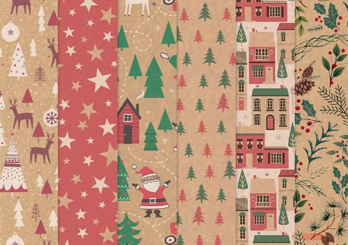 Bild von Geschenkpapier Rollen 2m x 70cm, 60g, Sortierung Natronkraft - VE 60