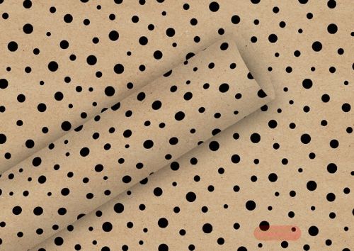 Bild von Geschenkpapier Rollen 2m x 70cm, By Nature Kraftpapier Polka Dots schwarz - VE 5
