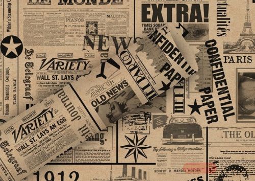 Bild von Geschenkpapier Rollen 2m x 70cm, By Nature Kraftpapier, News schwarz - VE 5