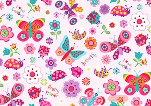 Bild von Geschenkpapier Rollen 2m x 70cm, Flying Friends hellrosa - VE 5