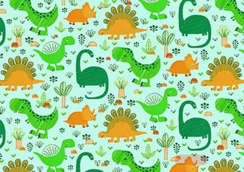 Bild von Geschenkpapier Rollen 2m x 70cm, Funny Dinos softmint - VE 5