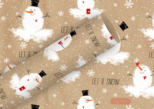 Bild von Geschenkpapier Rollen 2m x 70cm, Kraftpapier, Bobby Snow - VE 5
