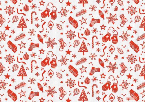 Bild von Geschenkpapier Rollen 2m x 70cm, Kraftpapier, Chris Things ws-rot - VE 5