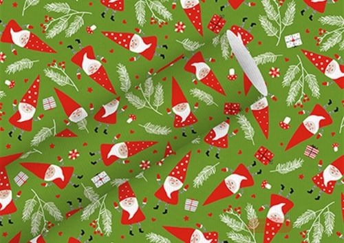 Bild von Geschenkpapier Rollen 2m x 70cm, Kraftpapier, Gnomes grün - VE 5
