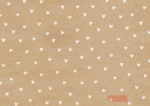 Bild von Geschenkpapier Rollen 2m x 70cm, Kraftpapier, Herzilein weiss - VE 5