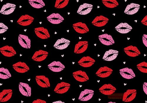 Bild von Geschenkpapier Rollen 2m x 70cm, Kraftpapier, Hip Lips schwarz- VE 5