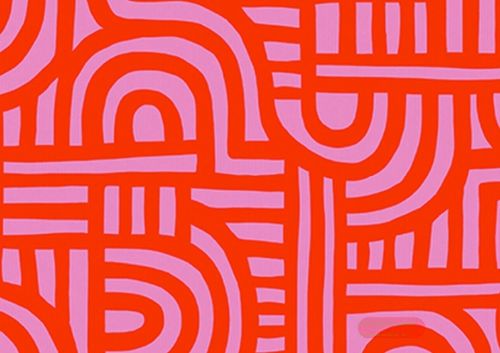 Bild von Geschenkpapier Rollen 2m x 70cm, Kraftpapier, Labyrinth rot - VE 5