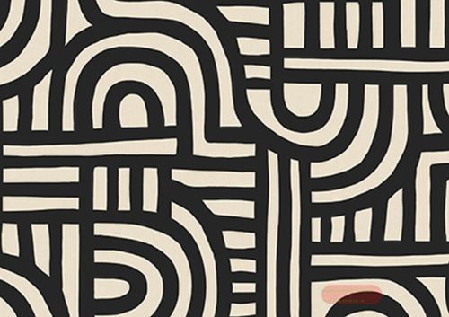 Bild von Geschenkpapier Rollen 2m x 70cm, Kraftpapier, Labyrinth schwarz - VE 5