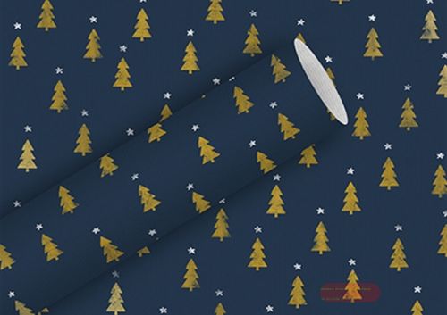 Bild von Geschenkpapier Rollen 2m x 70cm, Kraftpapier, Tiny Trees indigo - VE 5