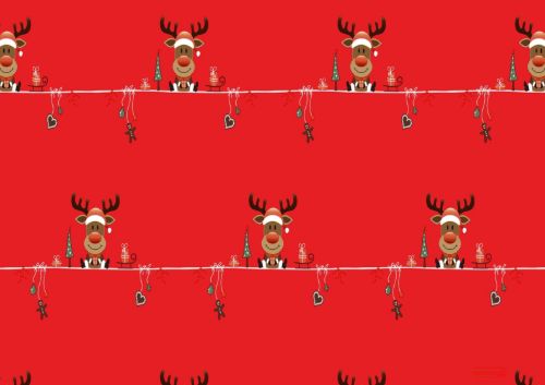 Bild von Geschenkpapier Rollen 2m x 70cm, Little Rudy rot - VE 5