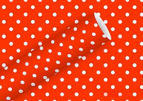 Bild von Geschenkpapier Rollen 2m x 70cm, Punkte tomatenrot - VE 5
