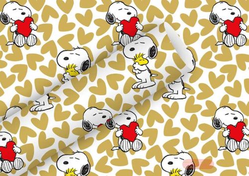 Bild von Geschenkpapier Rollen 2m x 70cm, Snoopy Love gold - VE 5