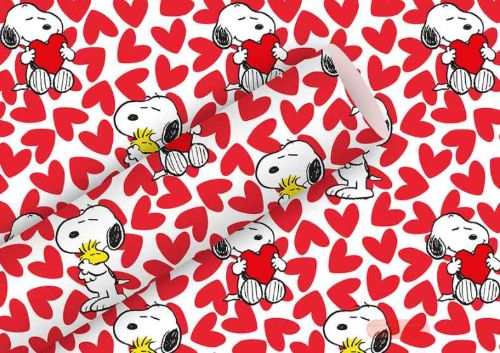 Bild von Geschenkpapier Rollen 2m x 70cm, Snoopy Love rot - VE 5