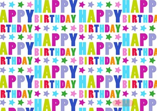 Bild von Geschenkpapier Rollen Alupapier 1,5m x 70cm, Happy Birthday Sterne - VE 5