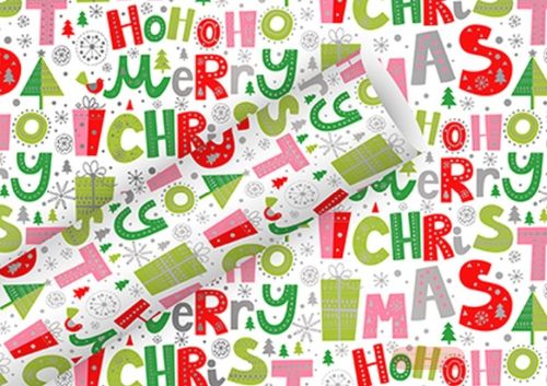 Bild von Geschenkpapier Rollen Alupapier 1,5m x 70cm, Hohoho Merry Christ. jolly - VE 5