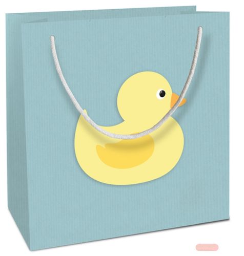 Bild von Geschenktasche Kraftpapier, 20x21x8cm, hellblau Baby, Ente - VE 10