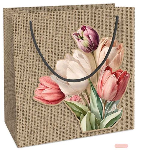 Bild von Geschenktasche Kraftpapier, 20x21x8cm, Jute Tulip - VE 10