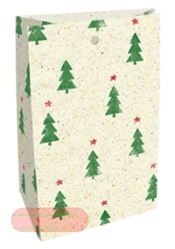Bild von Geschenktasche Graspapier, 9x14,5x6cm, 4er Set, Tiny Trees grün - VE 10