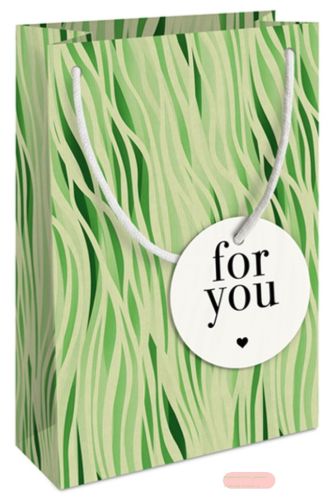 Bild von Geschenktasche Kraftpapier 12x18x6cm, Soft Waves green - VE 10