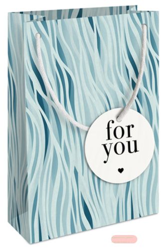 Bild von Geschenktasche Kraftpapier 12x18x6cm, Soft Waves seablue - VE 10