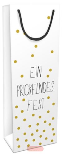 Bild von Geschenktasche Kraftpapier, 12x35x10cm, weiss, Ein prickelndes Fest - VE 10